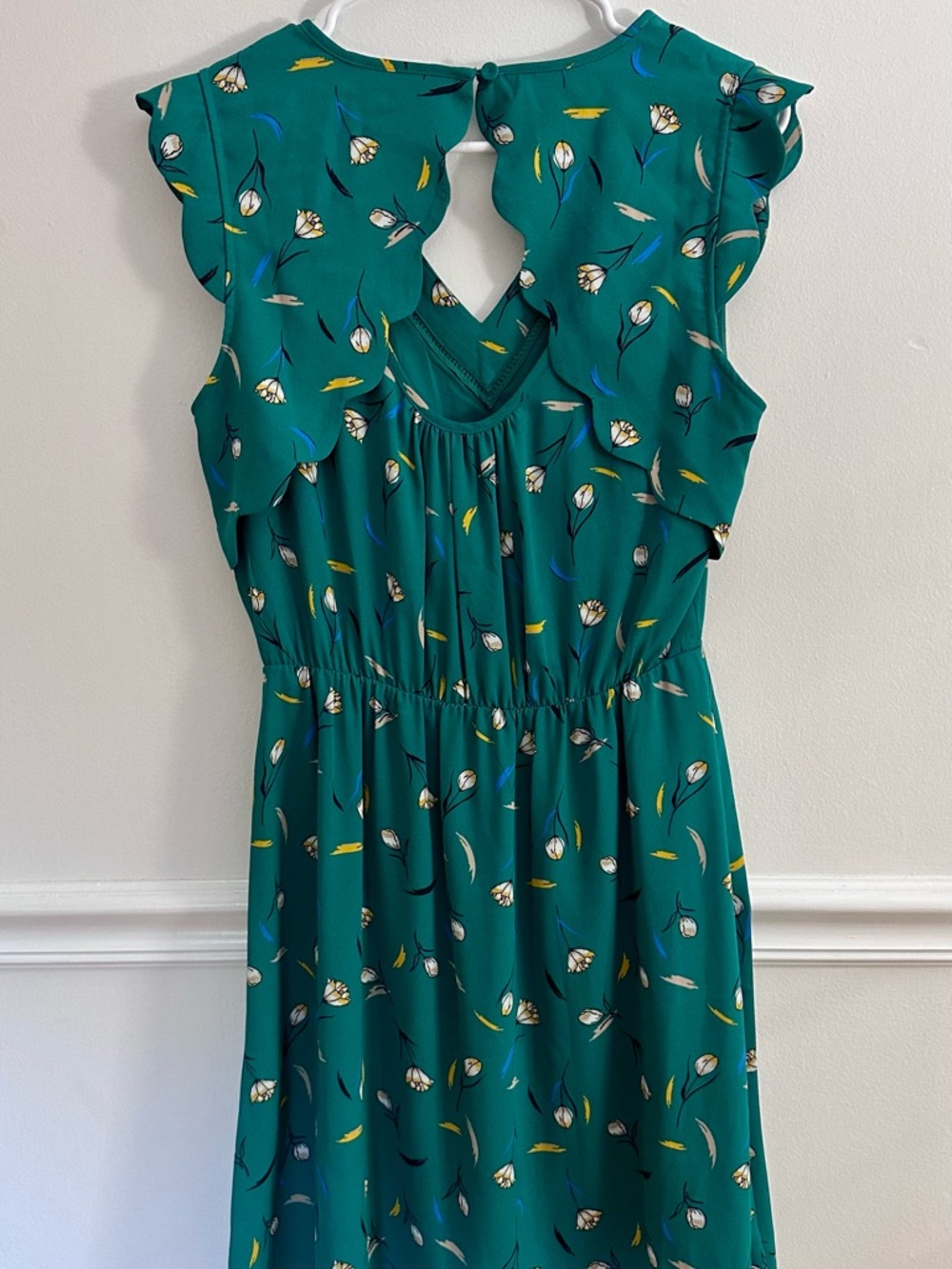 41 Hawthorn Midnight Green Floral Scallop Dress Boho Medium - Picture 4 of 5